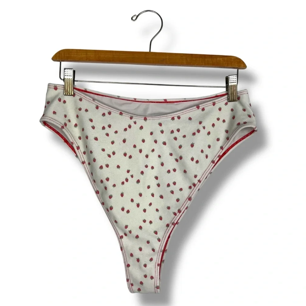Frankies Bikinis x Gigi Hadid Terry Swim Bottoms Strawberry Print Anne 2XL Fruit
